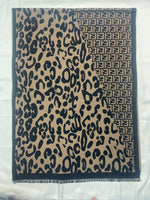 "Reversible Leopard Print and Fendi-Inspired Scarf, Stylish Unisex Fashion Wrap by The Amritsar Store"