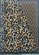"Reversible Leopard Print and Fendi-Inspired Scarf, Stylish Unisex Fashion Wrap by The Amritsar Store"