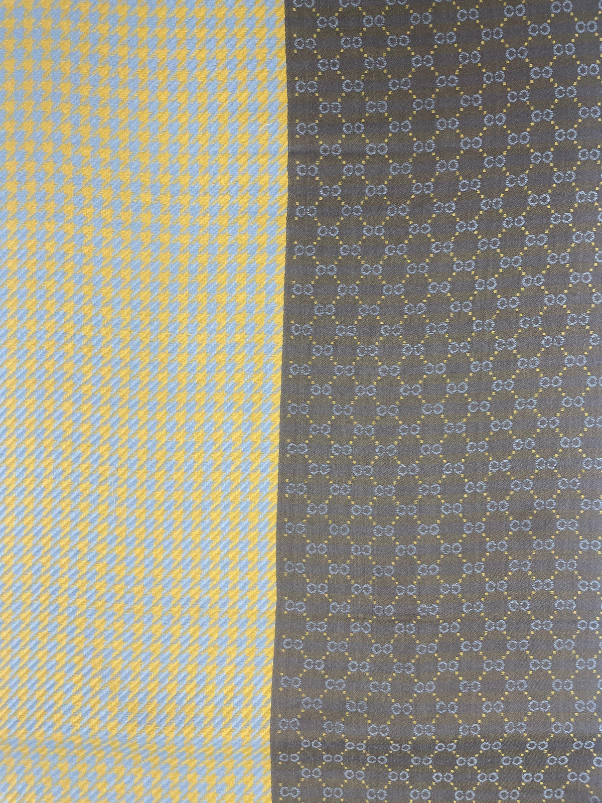 Two-Tone Houndstooth Reversible Wool Scarf – Yellow Grey Winter Scarf for Men & Women | The Amritsar Store - The Amritsar Store