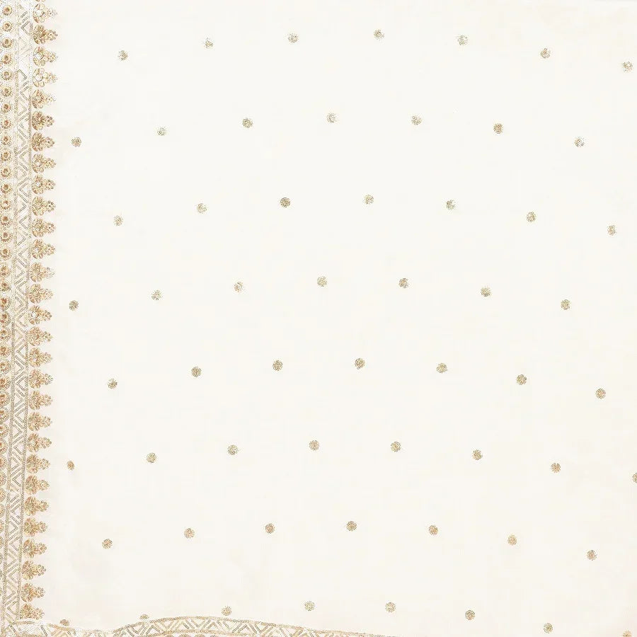 Pure Crepe Chiffon White Dyeable Dupatta With Sequence And Thread Work by The Amritsar Store - The Amritsar Store