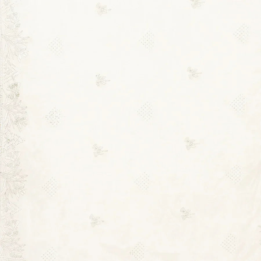 Pure Crepe Chiffon White Dyeable Dupatta With Sequence And Thread Work by The Amritsar Store - The Amritsar Store