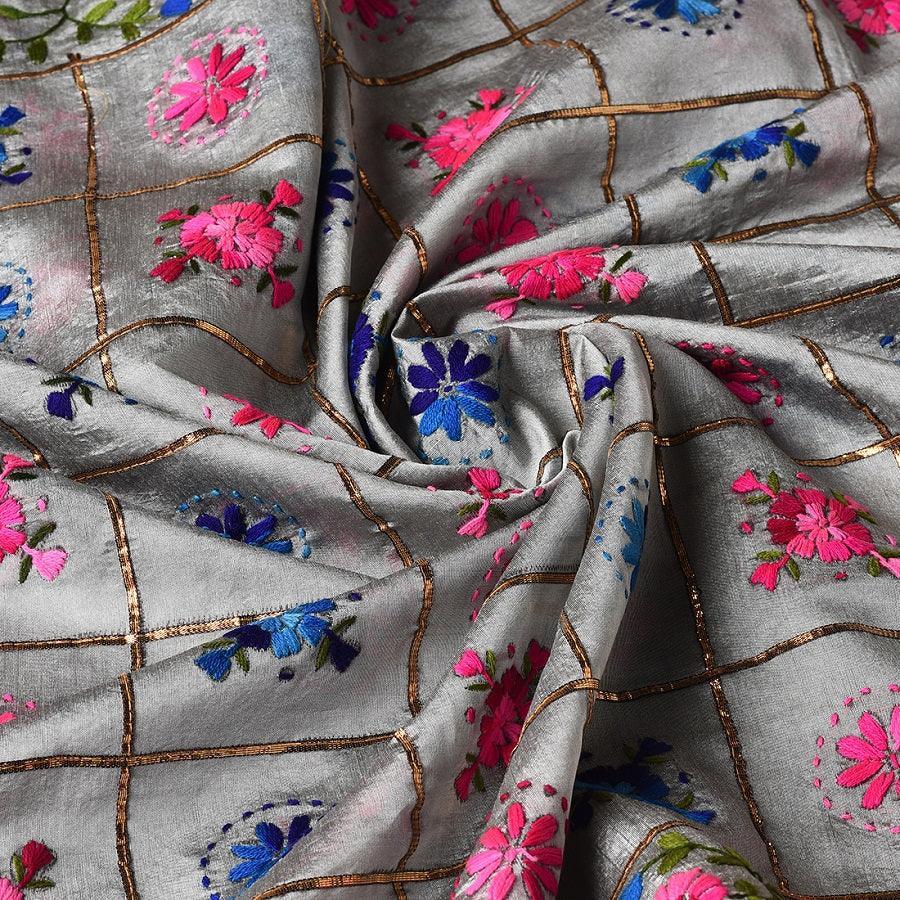 Phulkari Dupatta – Embroidered Grey Dupatta for Women | The Amritsar Store - The Amritsar Store