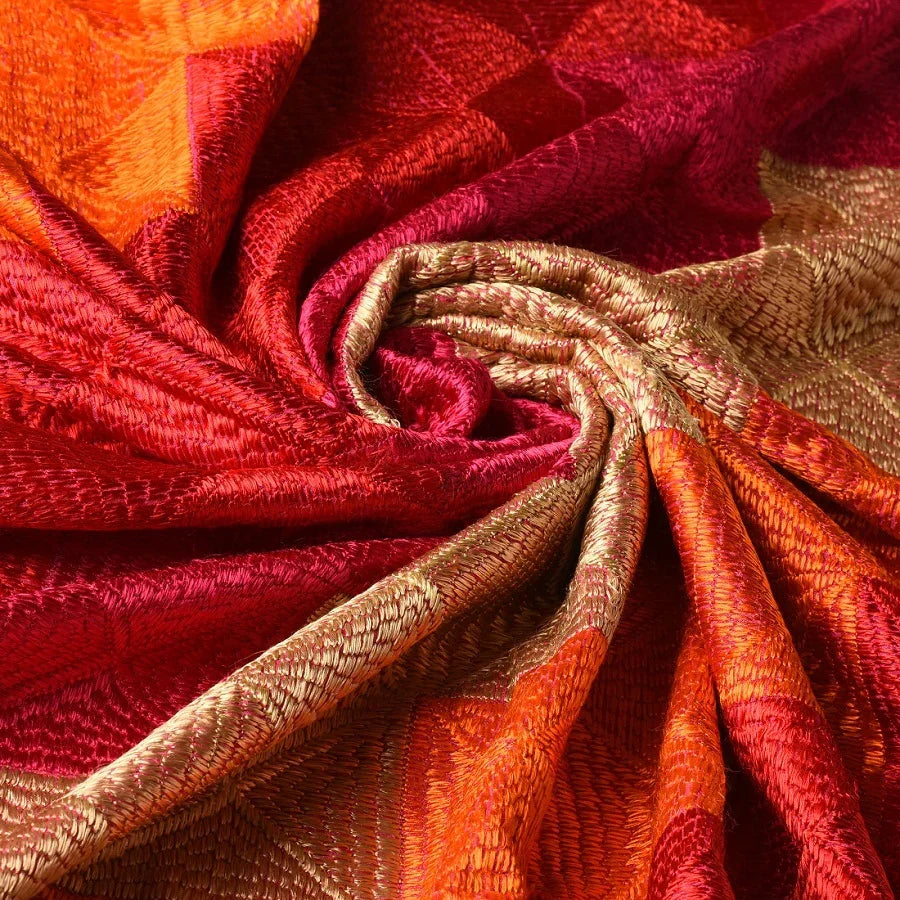 Handmade Embroidery Phulkari Dupatta Ladder Pattern by The Amritsar Store - The Amritsar Store