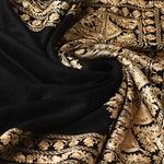 Black Embroidery Shawl With Golden Aari Kashmiri Thread Handmade - The Amritsar Store