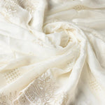 Pure Crepe Chiffon White Dyeable Dupatta With Sequence And Thread Work by The Amritsar Store - The Amritsar Store
