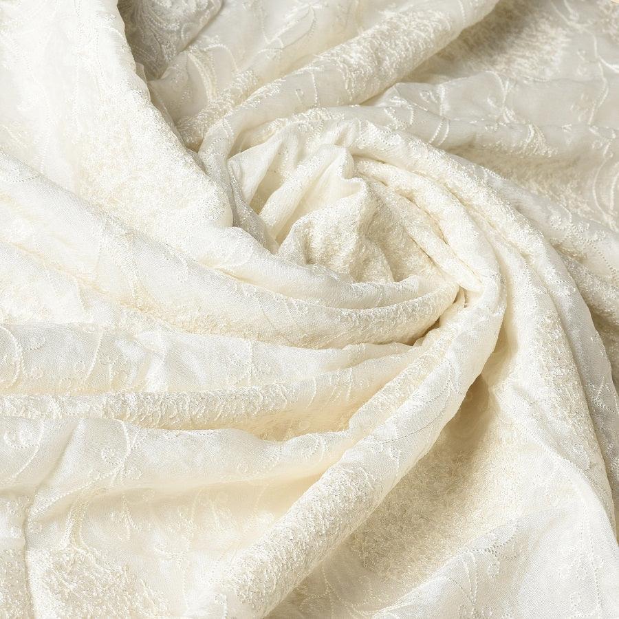 Pure Crepe Chiffon White Dyeable Dupatta With Sequence And Thread Work by The Amritsar Store - The Amritsar Store