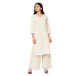 Off White Chikan Plazzo - The Amritsar Store