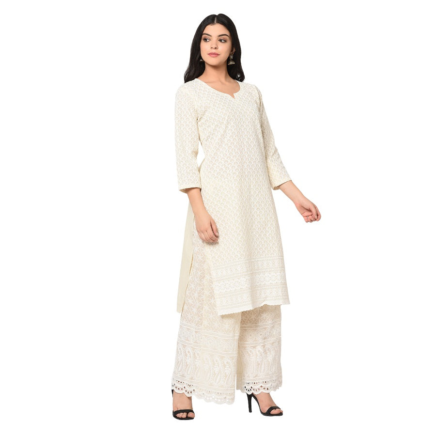 Chickenkari Luckhnawi Kurti Free Size Hand Carfted Top Tunic - The Amritsar Store