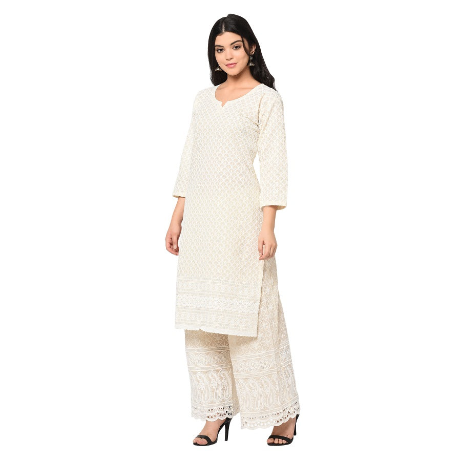 Chickenkari Luckhnawi Kurti Free Size Hand Carfted Top Tunic - The Amritsar Store