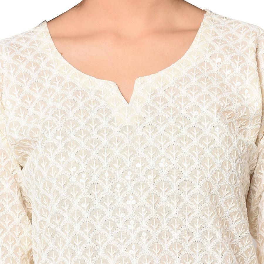 Chickenkari Luckhnawi Kurti Free Size Hand Carfted Top Tunic - The Amritsar Store