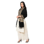 Black Embroidery Shawl With Golden Aari Kashmiri Thread Handmade - The Amritsar Store