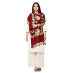 Wedding Kashmir Multicolored Embroidery Pure Wool Shawl With Subtle Colors of Thread Work - The Amritsar Store