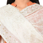Pure Crepe Chiffon White Dyeable Dupatta With Sequence And Thread Work by The Amritsar Store - The Amritsar Store