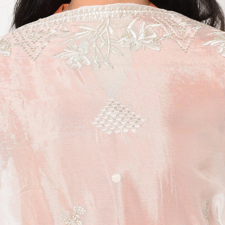 Pure Crepe Chiffon White Dyeable Dupatta With Sequence And Thread Work by The Amritsar Store - The Amritsar Store