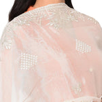 Pure Crepe Chiffon White Dyeable Dupatta With Sequence And Thread Work by The Amritsar Store - The Amritsar Store