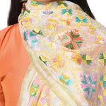 Floral Off-White Phulkari Dupatta With Multicolor Embroidery by The Amritsar Store - The Amritsar Store