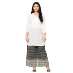 Black Plazzo With Off White Thread Work At The Bottom - The Amritsar Store