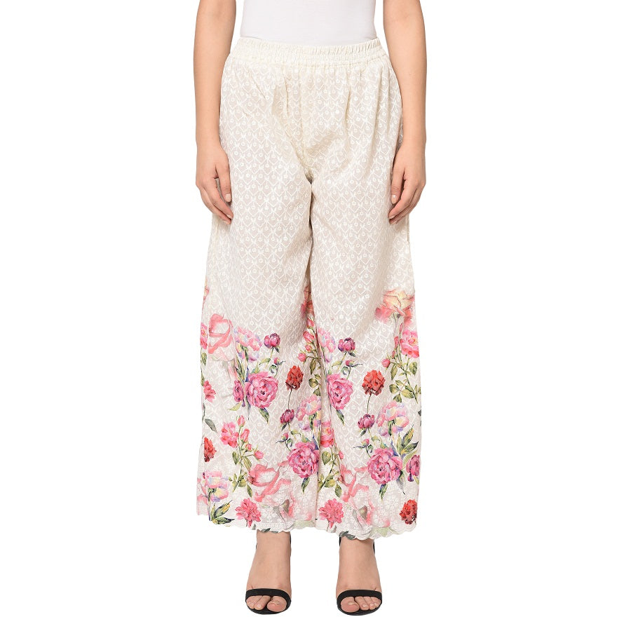 Plazzo With Multicolor Exclusively Printed Floral Design by The Amritsar Store - The Amritsar Store