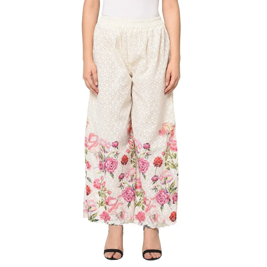 Plazzo With Multicolor Exclusively Printed Floral Design by The Amritsar Store - The Amritsar Store