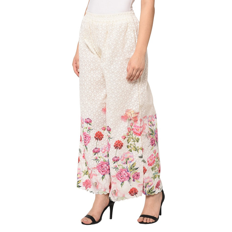 Plazzo With Multicolor Exclusively Printed Floral Design by The Amritsar Store - The Amritsar Store