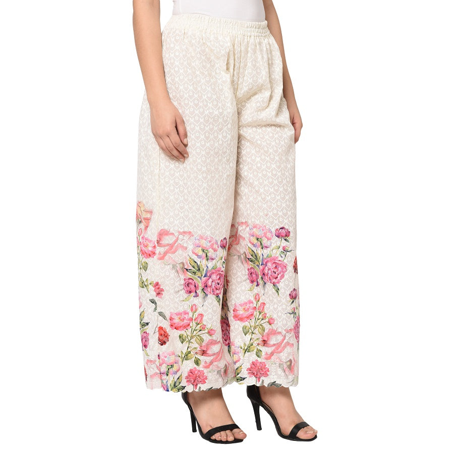 Plazzo With Multicolor Exclusively Printed Floral Design by The Amritsar Store - The Amritsar Store