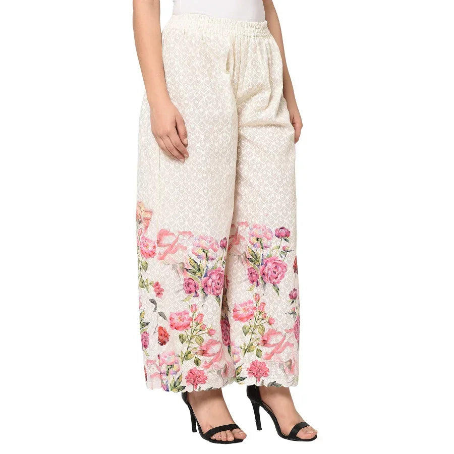 Plazzo With Multicolor Exclusively Printed Floral Design by The Amritsar Store - The Amritsar Store