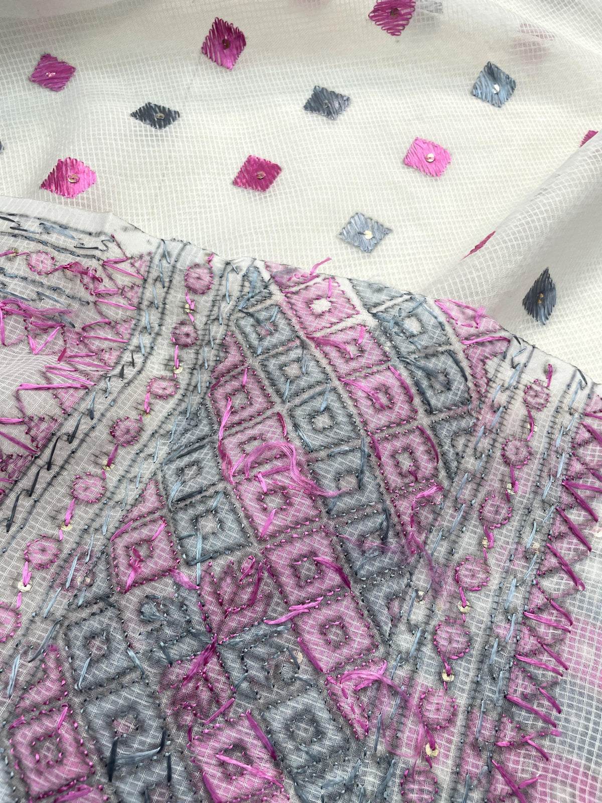 Phulkari Dupatta – Hand Embroidered Off-White Dupatta for Women | The Amritsar Store - The Amritsar Store