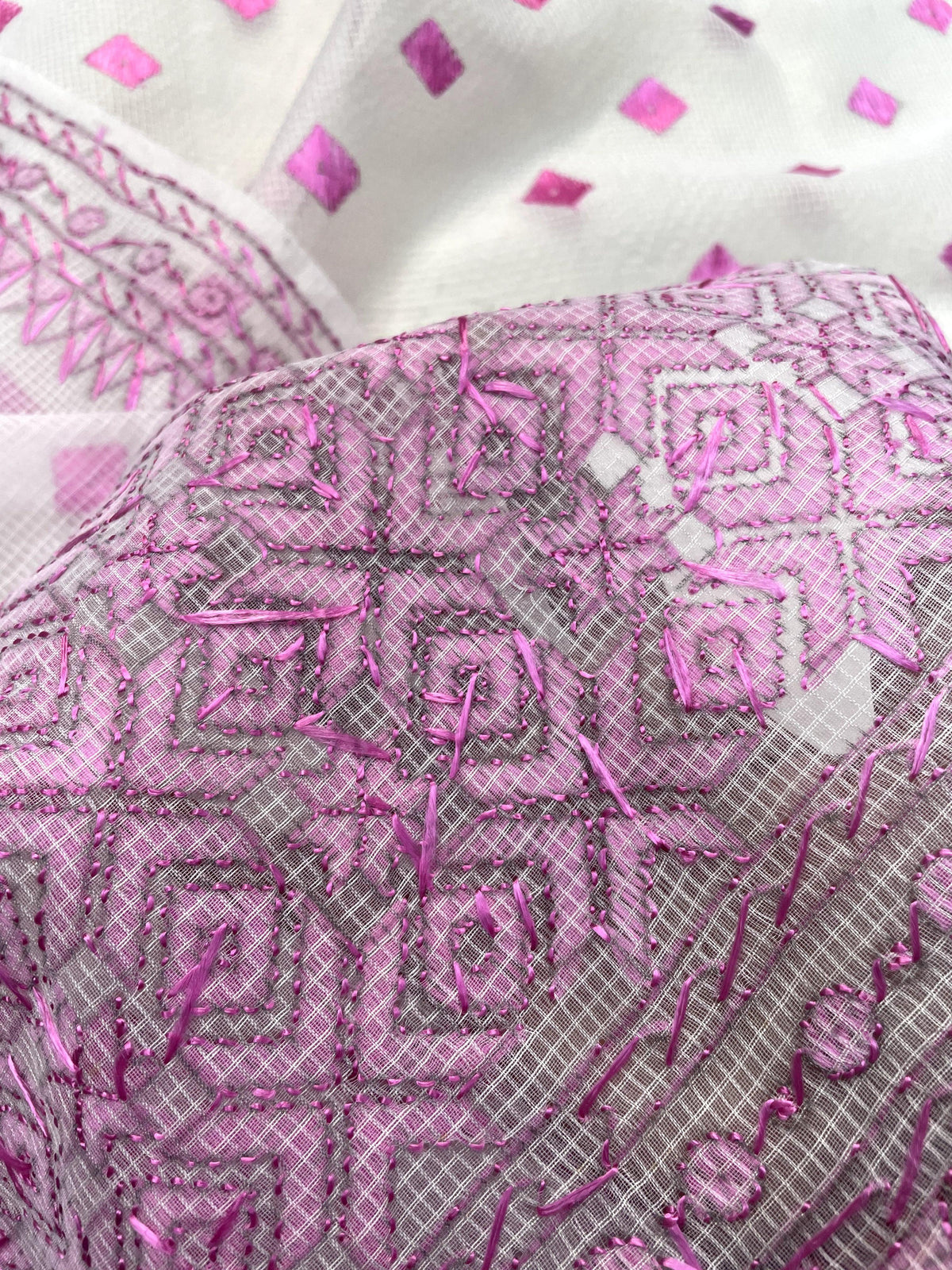 Phulkari Dupatta – Hand Embroidered Off White Dupatta for Women | The Amritsar Store - The Amritsar Store