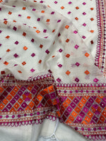 Phulkari Dupatta – Hand Embroidered Off White Dupatta for Women | The Amritsar Store - The Amritsar Store