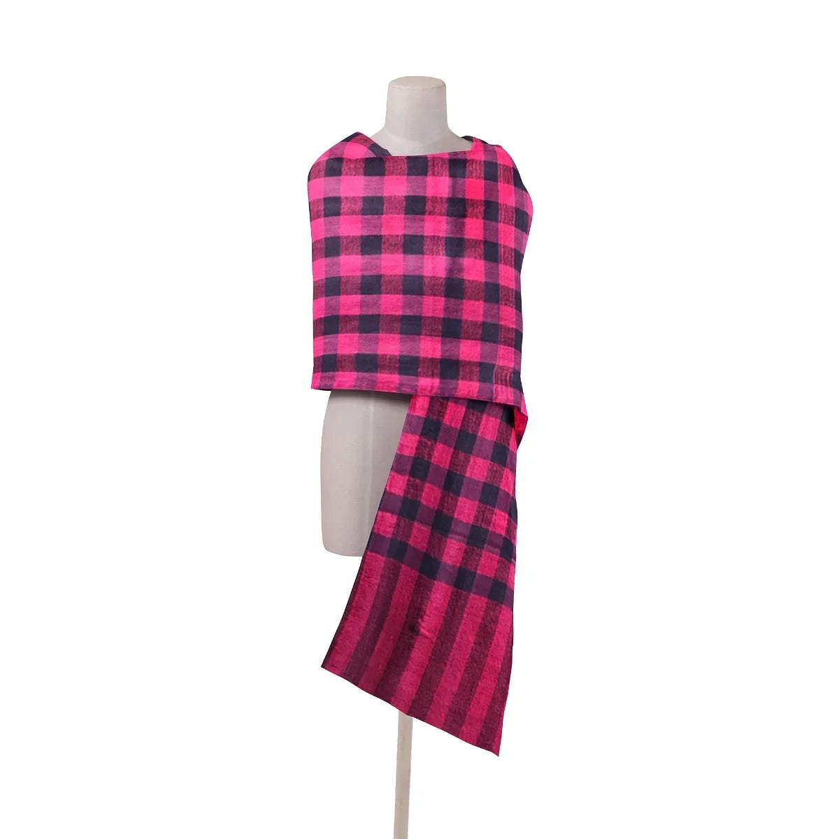The Amritsar Store ,Multicolor Bamboo Silk Scarf, Soft & Fine Quality with Check Pattern Reversible - The Amritsar Store