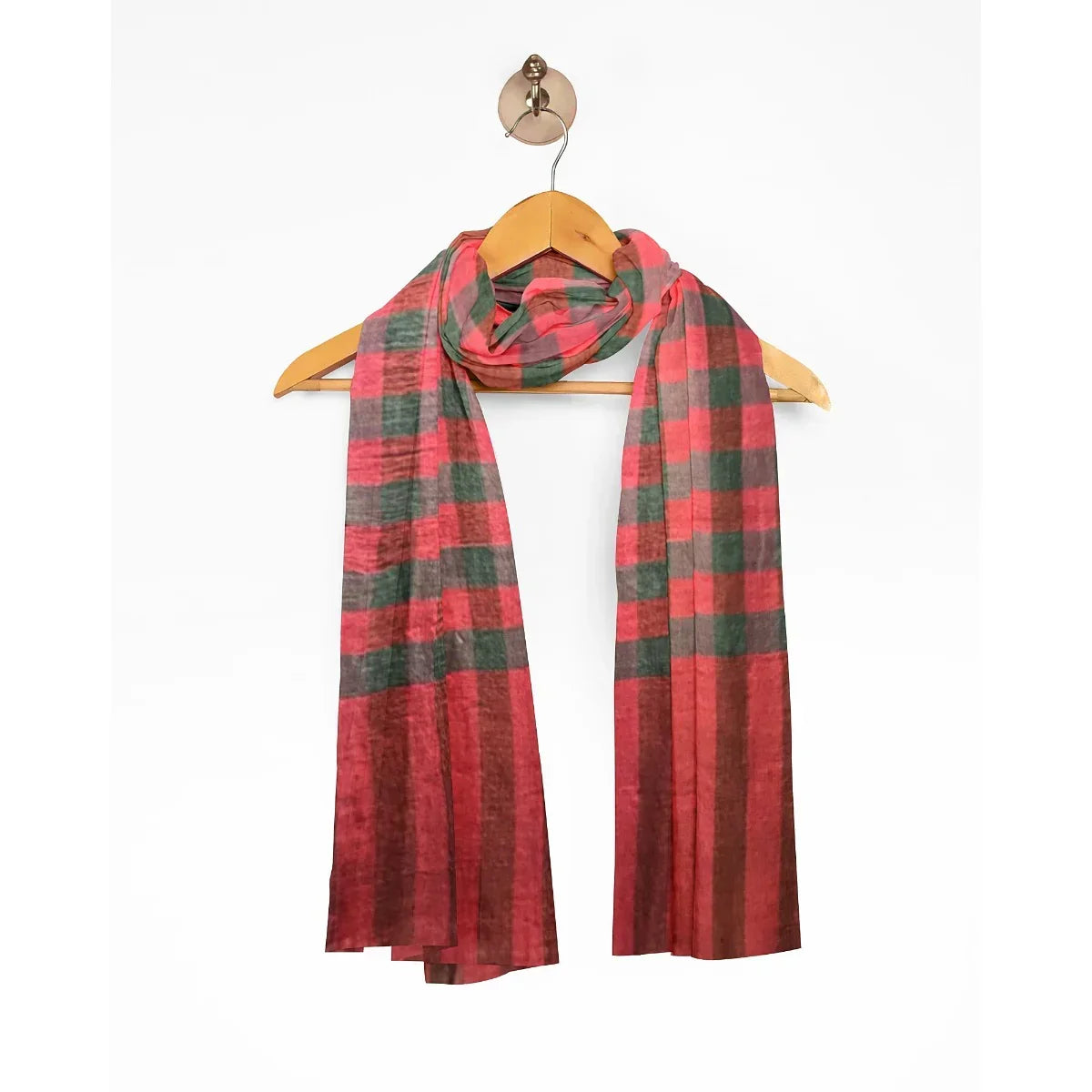 The Amritsar Store ,Multicolor Bamboo Silk Scarf, Soft & Fine Quality with Check Pattern Reversible - The Amritsar Store