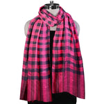 The Amritsar Store ,Multicolor Bamboo Silk Scarf, Soft & Fine Quality with Check Pattern Reversible - The Amritsar Store