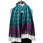 The Amritsar Store ,Multicolor Bamboo Silk Scarf, Soft & Fine Quality with Check Pattern Reversible - The Amritsar Store