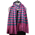 The Amritsar Store ,Multicolor Bamboo Silk Scarf, Soft & Fine Quality with Check Pattern Reversible - The Amritsar Store
