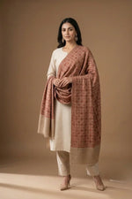 Women's Wool Shawl – Beige Hand Embroidered Elegant Wrap | The Amritsar Store - The Amritsar Store
