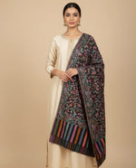 The Amritsar Store Womens Black Fine Wool Floral Kashmiri Shawl - The Amritsar Store