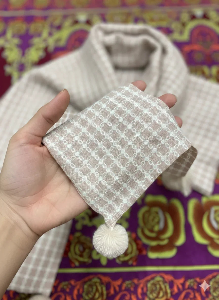Neutral Check Wool Scarf – Soft Winter Scarf for Men & Women | The Amritsar Store - The Amritsar Store