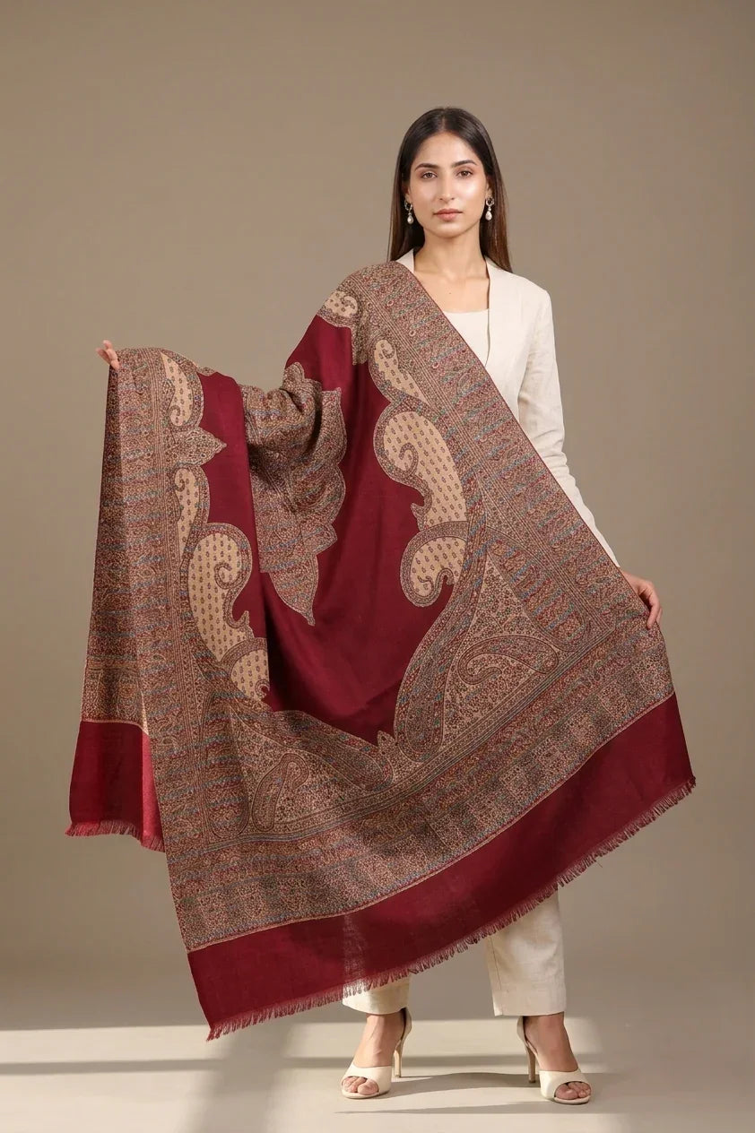 Shawl for Women – Elegant Kashmiri Jamawar with Paisley Motifs | The Amritsar Store - The Amritsar Store