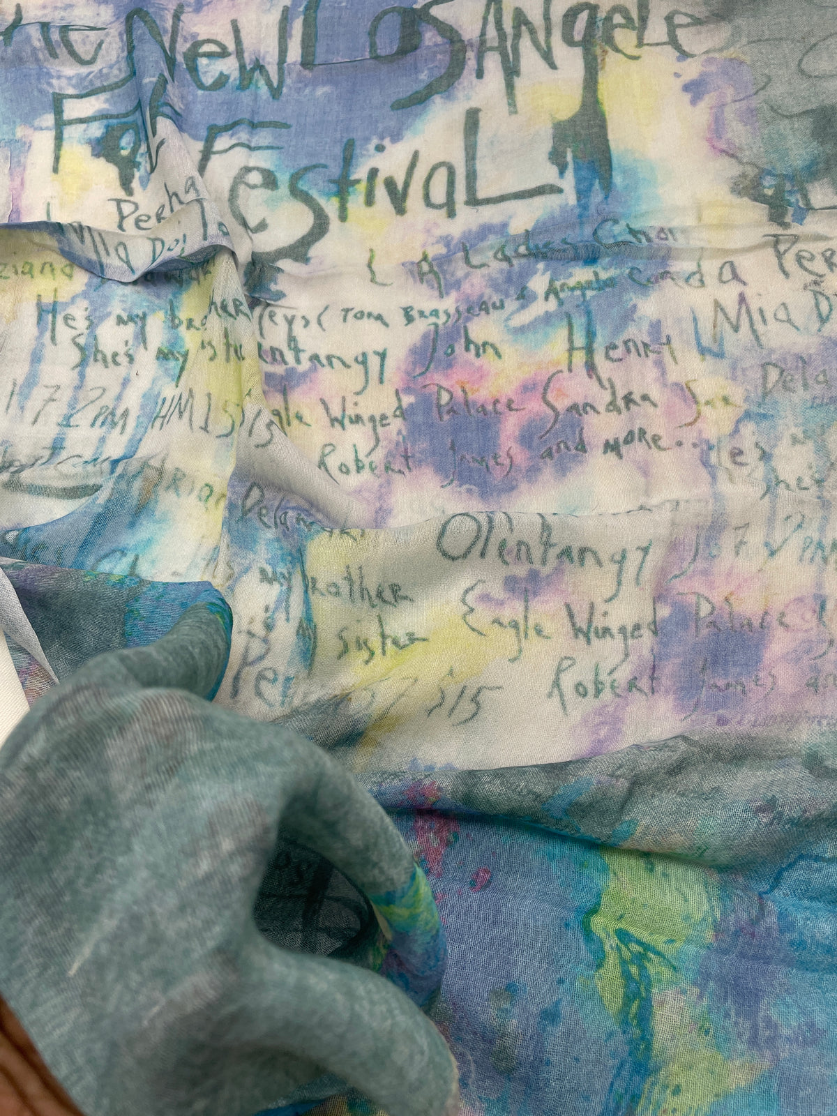 Los Angeles Folk Festival Scarf by The Amritsar Store featuring vibrant bohemian patterns, soft fabric, and lightweight all-season comfort for women.