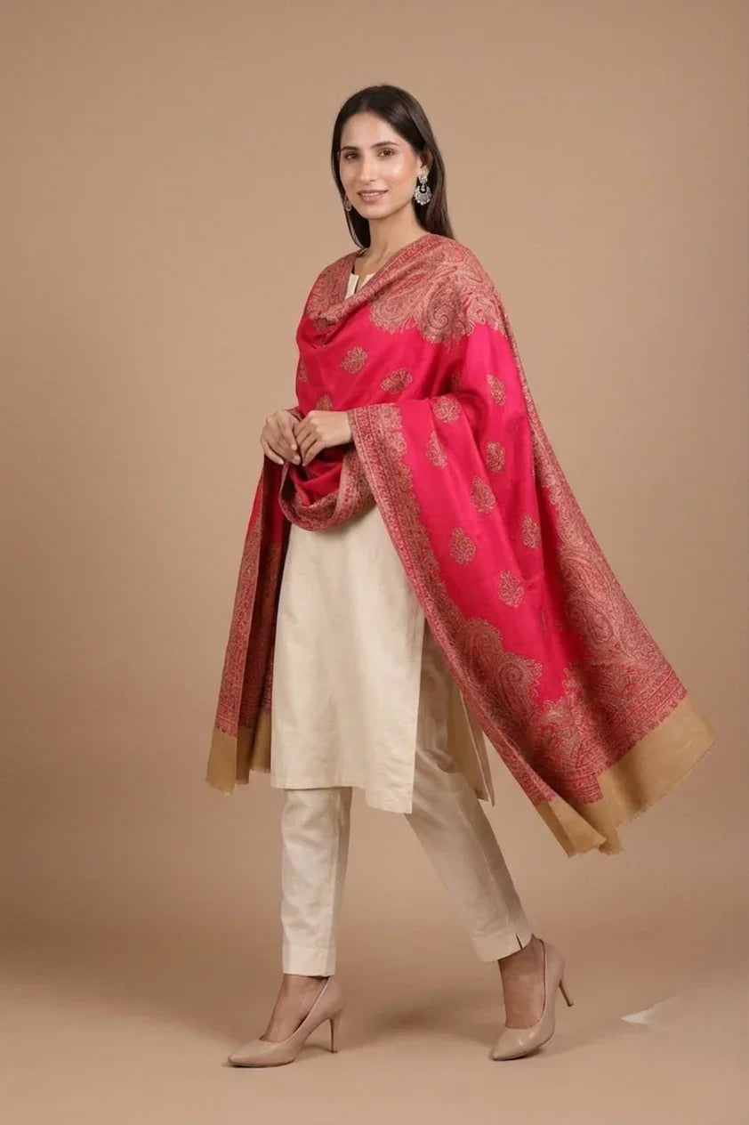 Women's Kashmiri Jamawar Shawl – Paisley Motifs | The Amritsar Store - The Amritsar Store