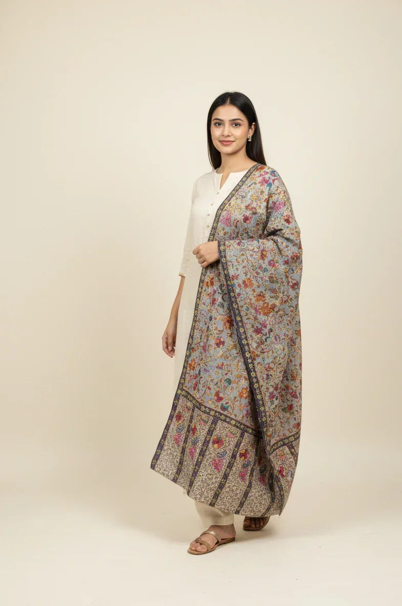 Women's Kalamkari Fine Wool Stole – Traditional Designer Wrap | The Amritsar Store - The Amritsar Store