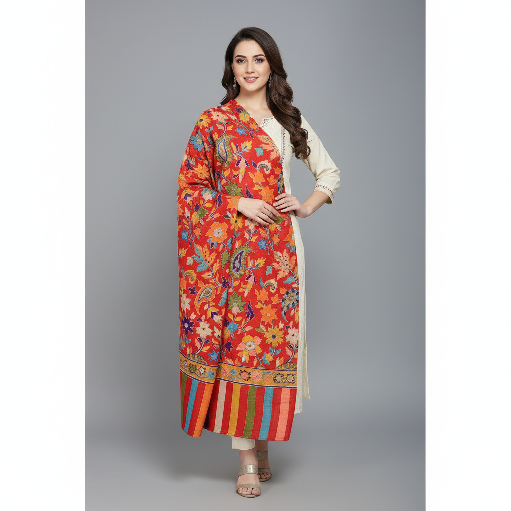 The Amritsar Store "Womens Kalamkari Shawl – Handcrafted Traditional Art "