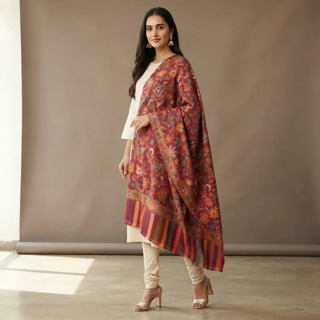 Women's Kalamkari Shawl – Handcrafted Traditional Art | The Amritsar Store - The Amritsar Store