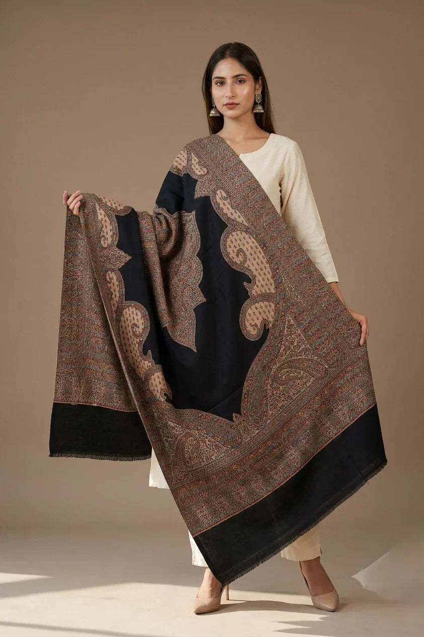 Shawl for Women – Elegant Kashmiri Jamawar with Paisley Motifs | The Amritsar Store - The Amritsar Store