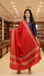 The Amritsar Store Kashmiri Women’s Shawl featuring elegant zari work and intricate four-side border – a luxurious handcrafted wrap for special occasions.