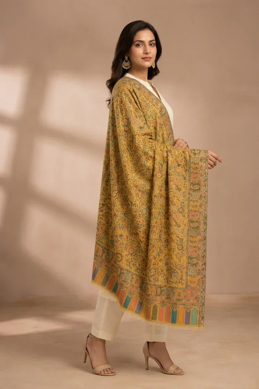 Women's Kashmiri Jaal Weave Shawl – Multicolor Paisley Designer Wrap | The Amritsar Store - The Amritsar Store