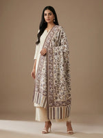 Women's Off-White Stole with Floral Accent | The Amritsar Store - The Amritsar Store