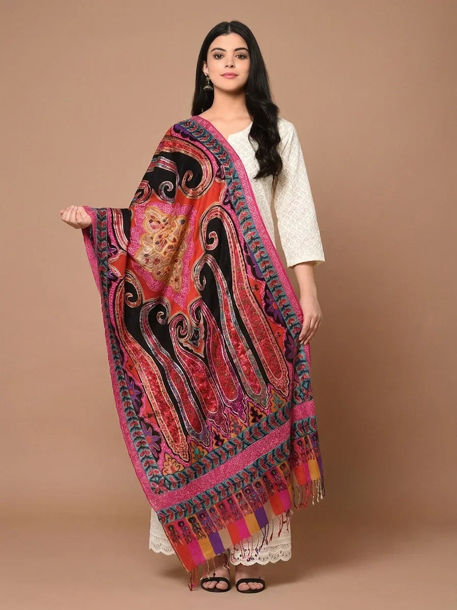 Stole for Women – Paisley Tie-Dye Kashmiri Aari Embroidery | The Amritsar Store - The Amritsar Store