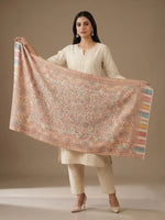 Women's Stole – Pastel Jaal Weave with Multitone Paisley & Floral Motifs | The Amritsar Store - The Amritsar Store