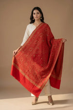Shawl for Women – Red Pashmina with Hand Embroidery | The Amritsar Store - The Amritsar Store